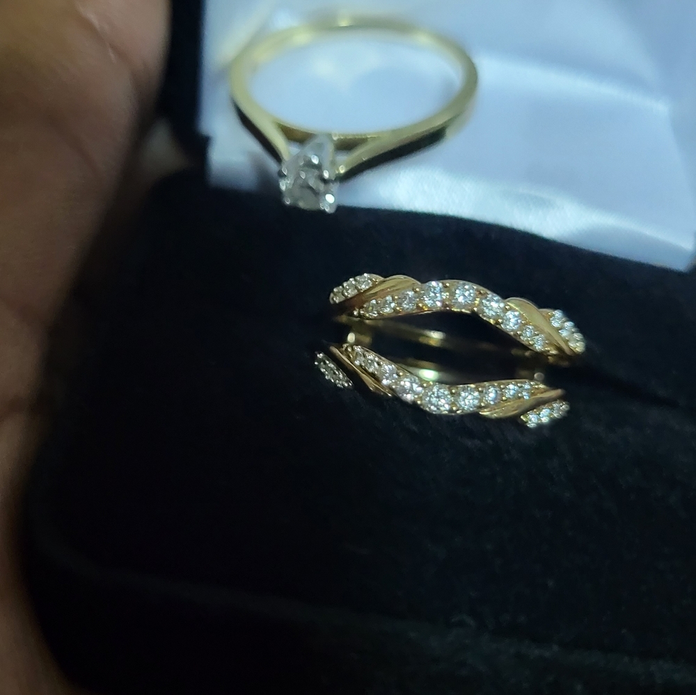 Wedding band, engagement ring